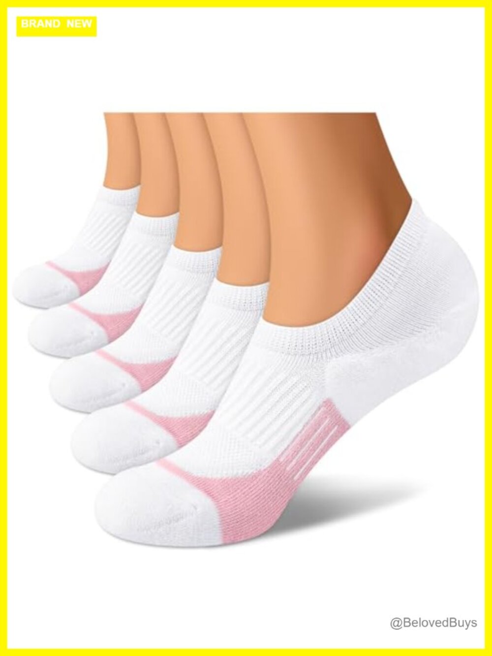 Womens No Show Athletic Socks Cushioned No Slip Cotton Blend 5 Pairs